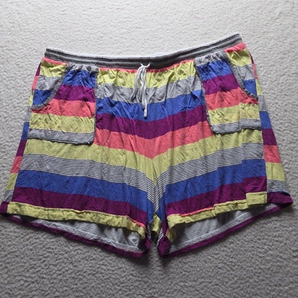Secret Treasures Sleep Shorts Womens 3X Multicolor Stripe Drawstring Sleepwear
